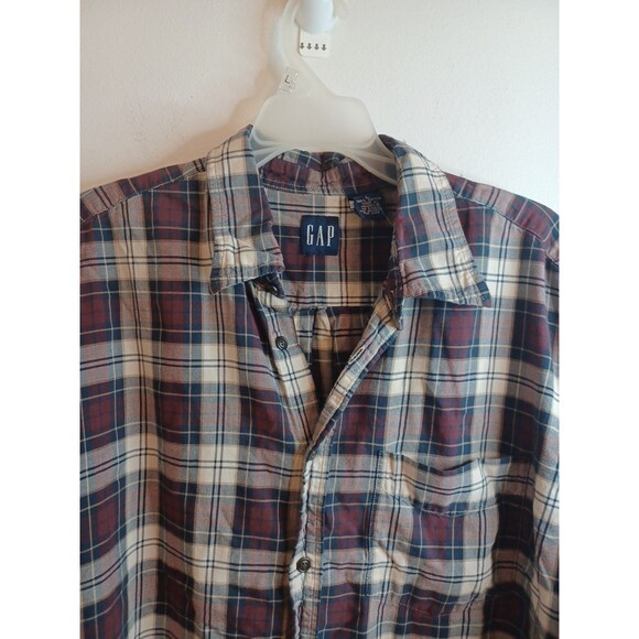 Gap Plaid Button Down Dress Shirt L Brown Country Farm Hayride Fall Scarecrows - Picture 4 of 8